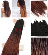 5x Twist Hair Senegal Crochet Braids 60cm lengte vlechthaar vlecht haar ZWART AUBURN