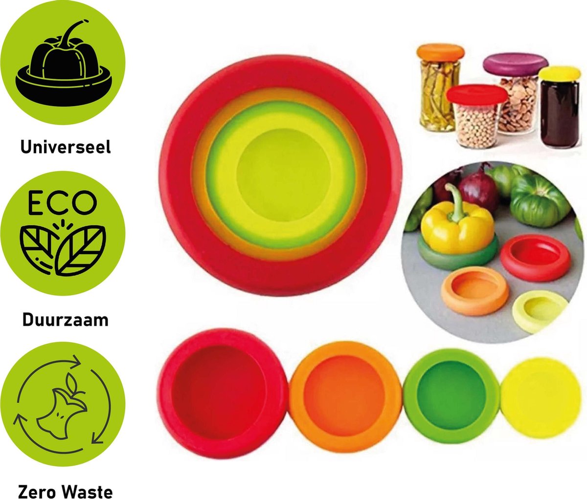 Vershoudbakjes van Siliconen - FoodsaverHerbruikbaar - Avocado Hugger - Vershouddoos Deksel - Zero Waste Food Huggers - Geen plasticzakjes of vershoudfolie voor keuken nodig