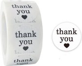 40x sluitsticker 2,5cm - Sluitzegel – Thank You | Wit - Zwart | Hart – Hartje - Sierlijk | Bedankje – Envelop – Dankjewel | Chique | Envelop stickers | Cadeau - Gift - Cadeauzakje - Traktatie | Post – Pakket leuk verzenden | Chique inpakken |