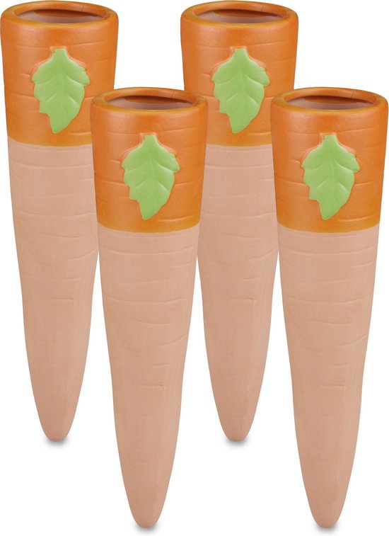 Relaxdays waterdruppelaar keramiek, set van 6, druppelsysteem voor kamer- & balkonplanten, waterbollen, terracotta/blauw Relaxdays waterdruppelaar keramiek, set van 6, druppelsysteem voor kamer- & balkonplanten, waterbollen, terracotta/blauw
