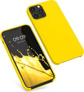 kwmobile telefoonhoesje voor Apple iPhone 12 Pro Max - Hoesje met siliconen coating - Smartphone case in stralend geel