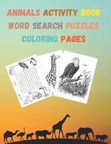 Animals Activity Book Word Search Puzzles, Coloring book Pages
