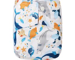 HappyBear - Pocketluier Zeedieren | 4-15kg - Onesize - Wasbare luiers - Herbruikbare luiers