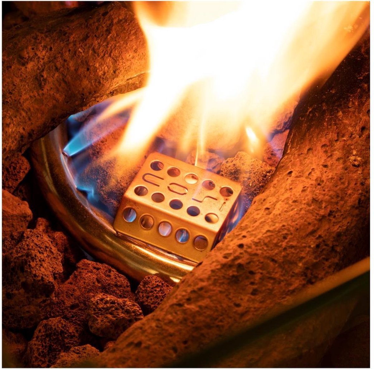 Cosi Cosiloft Relax - Table de feu à hauteur de table - Noir avec teck