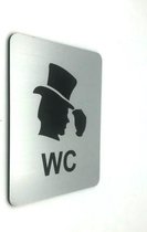 Deurbordje - WC bordje - WC - Toiletbord - Bordje - RVS Look - Pictogram – Heren - Man - Zelfklevend – 10 cm x 12 cm x 1,6 mm - 5 Jaar Garantie