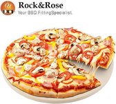 Rock&Rose Luxe Pizzasteen Inclusief Snijmes - Keramiek - 35cm - 14 inch -  BBQ Steen - Oven Steen - Pizza Stone - bakplaat