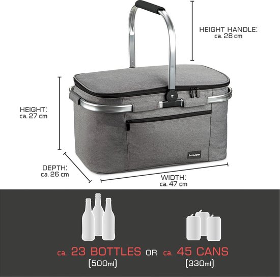 bomoe IceBreezer K47 koeltas picknickmand opvouwbaar - 47x27x26 cm - 32 liter- perfect voor barbecues of boodschappen van bomoe — afbeelding 4