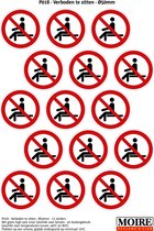 Pictogram sticker 75 stuks P018 - Verboden te zitten - 50 x 50mm - 15 stickers op 1 vel