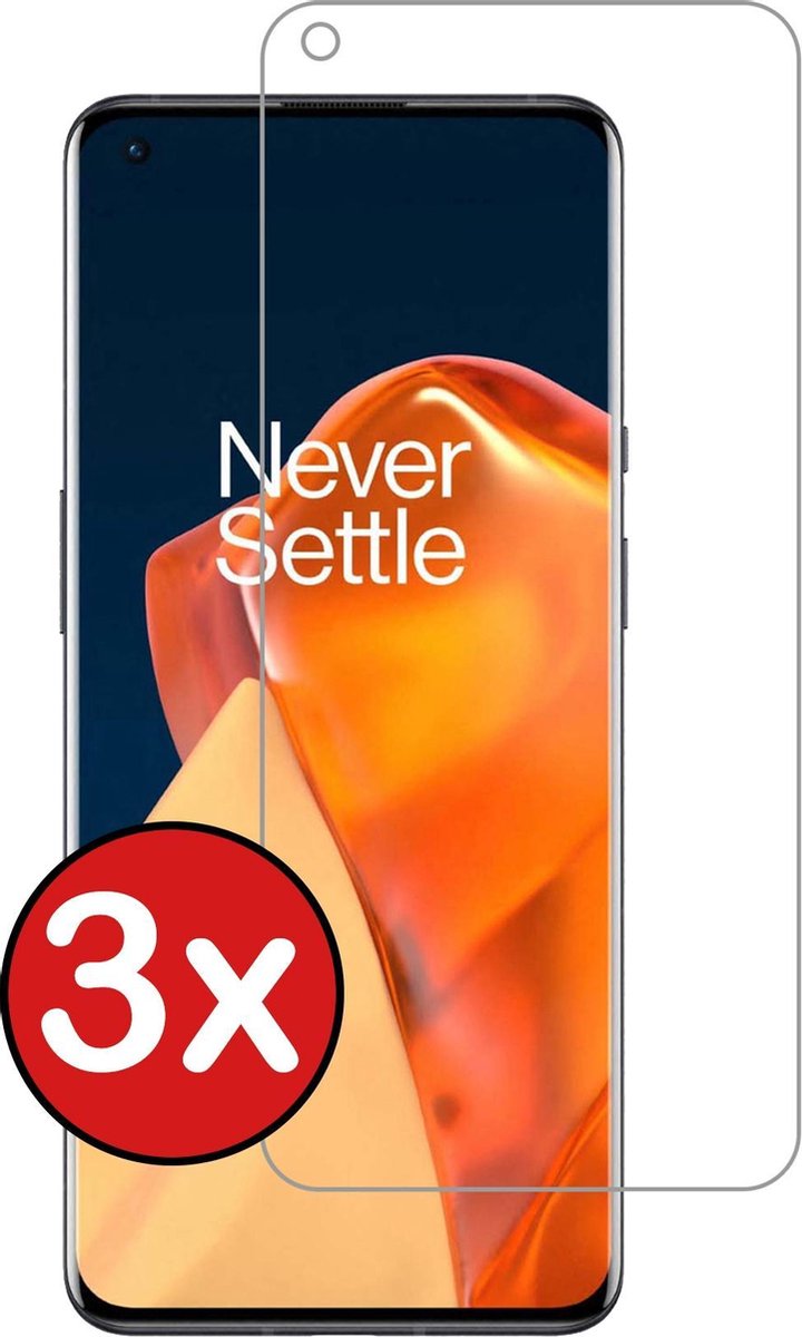 Screenprotector - 3 Stuks - Geschikt voor OnePlus 9 - Extra Sterk - Beschermglas - Gehard Glas - Tempered Glass - Screen Protector