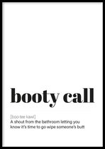 Poster Booty Call - 30x40 cm met fotolijst - WC poster - WALLLL