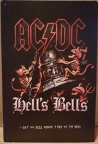 ACDC Hell's Bells Devils Reclamebord van metaal METALEN-WANDBORD - MUURPLAAT - VINTAGE - RETRO - HORECA- BORD-WANDDECORATIE -TEKSTBORD - DECORATIEBORD - RECLAMEPLAAT - WANDPLAAT -