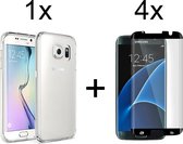 Samsung S7 Edge Hoesje - Samsung Galaxy S7 Edge hoesje transparant siliconen case hoes cover hoesjes - Full Cover - 4x Samsung S7 Edge screenprotector