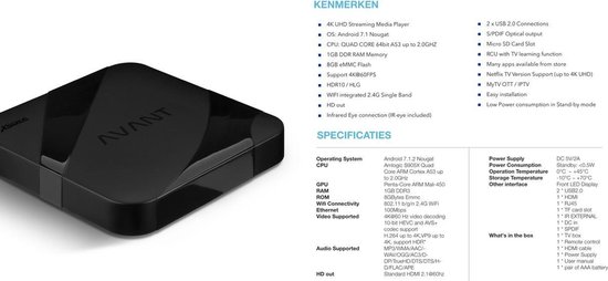 Xsarius Avant 5G - IPTV - OTT - 4K UHD - Android 7.1 - H.265 HEVC - Xsarius