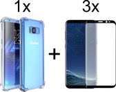 Samsung S8 Hoesje - Samsung Galaxy S8 hoesje shock proof case hoes hoesjes cover transparant - Full Cover - 3x Samsung S8 screenprotector
