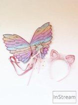 Kindervleugelsset - Glitter - haarband - toverstok - glittervleugel -Unicorn