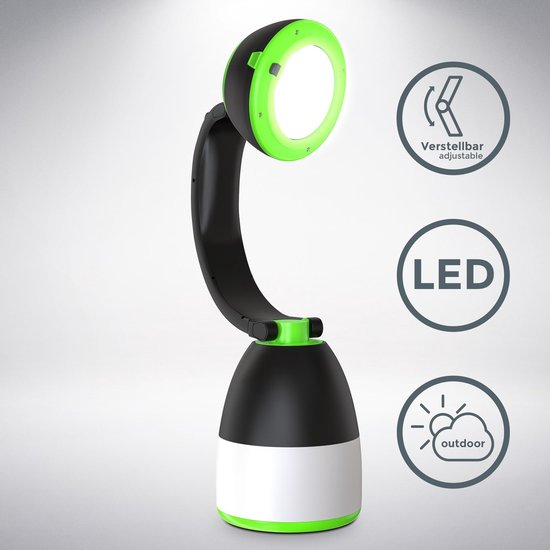 B.K.Licht - LED Kampeerlamp - zaklamp - 3 in 1 Zaklantaarn voor kinderen - tafellamp - tentlamp - opvouwbaar - zwart groen - 140 lumen - IP20 van B.K.Licht — afbeelding 4