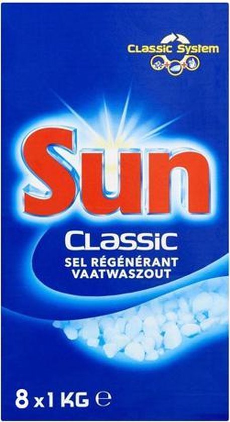 Sun - Vaatwaszout - Regeneerzout - Zout voor Vaatwasser - 2 x 4 (8) KG - voorkomt kalkafzetting - Voordeelverpakking
