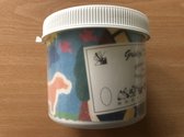 Gridje Design-hobby creativiteit-zandschilderen-basispot gekleurd zand,met stukjes zandschilderfolie en zes potjes zand van 25gram, sjabloneerband en -gaas een zakje glittertjes, e