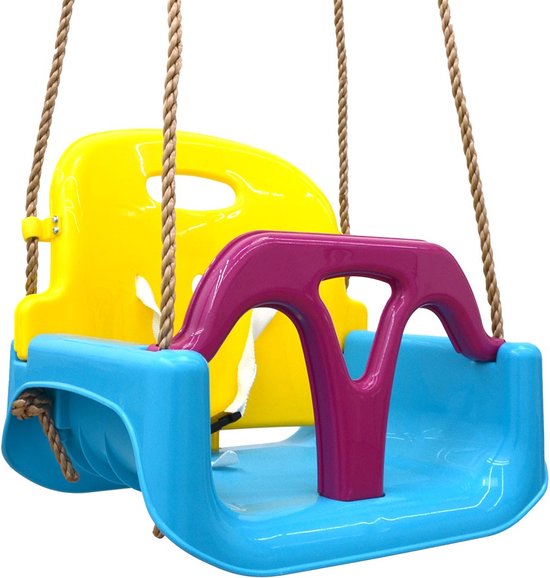 Houten babyschommel, kinderschommel, schommel voor kinderen, 3-in-1 veiligheidsgordel, peuterschommel, babyschommel en schommelzitje, houten schommel voor binnen en buiten