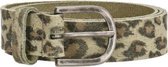 Old West BELTSNL Lederen Dames Riem - Leopard - 3 cm - Olijfgroen - maat 105