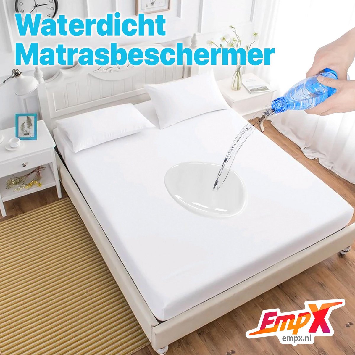 Protège-matelas imperméable-Drap housse éponge-PU-Antibactérien-Avec  élastique aux