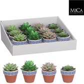 Mica Decorations 12 Stuks Succulent in terracotta pot H10 x D7,5cm