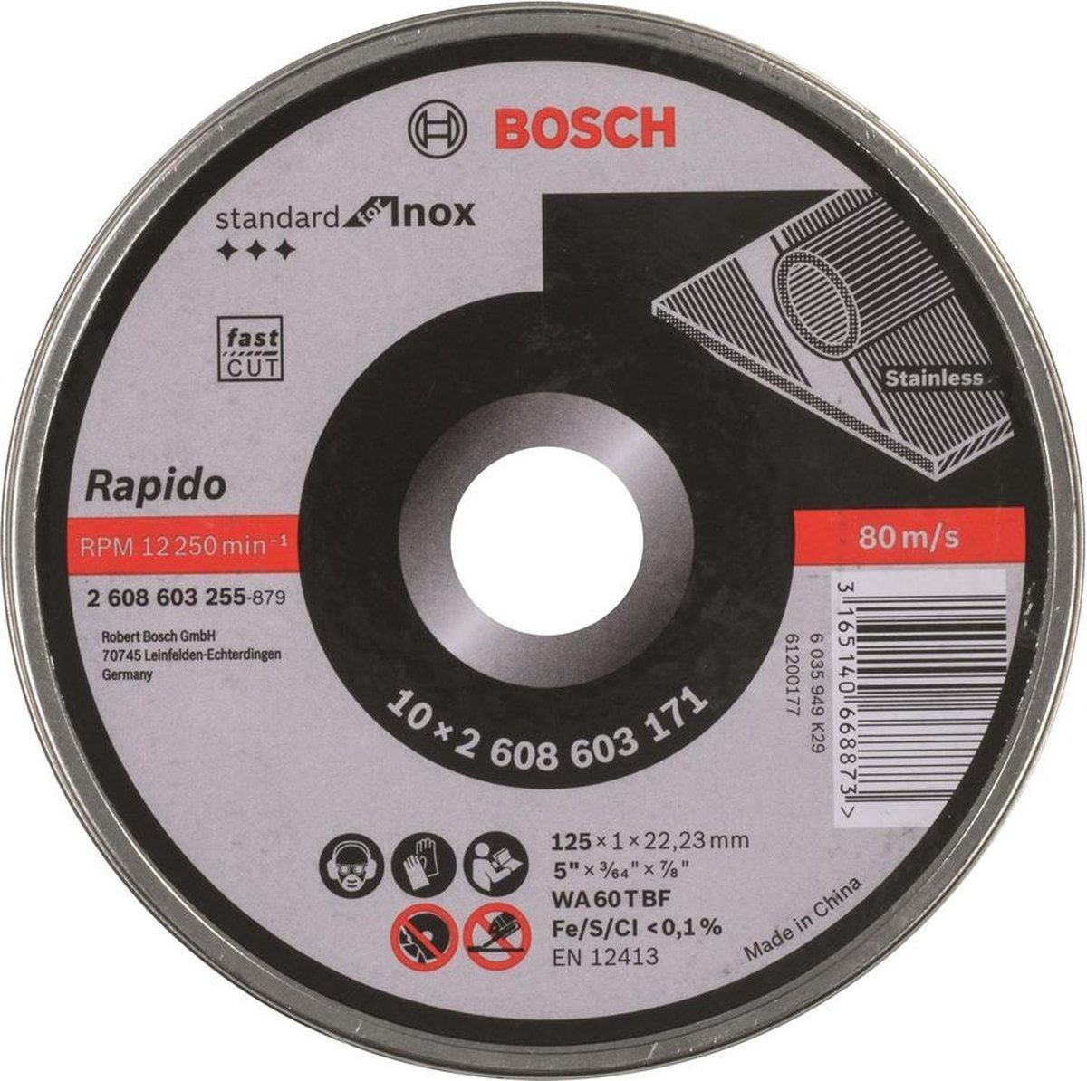 Bosch Doorslijpschijf recht Standard for Inox - Rapido 125mm - 10stuks - Bosch