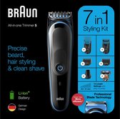 Bol.com Braun MGK5245 7-in-1 Trimmer Baardtrimmer Voor Mannen - Gezichts- En Haartrimmer - Zwart/Blauw aanbieding