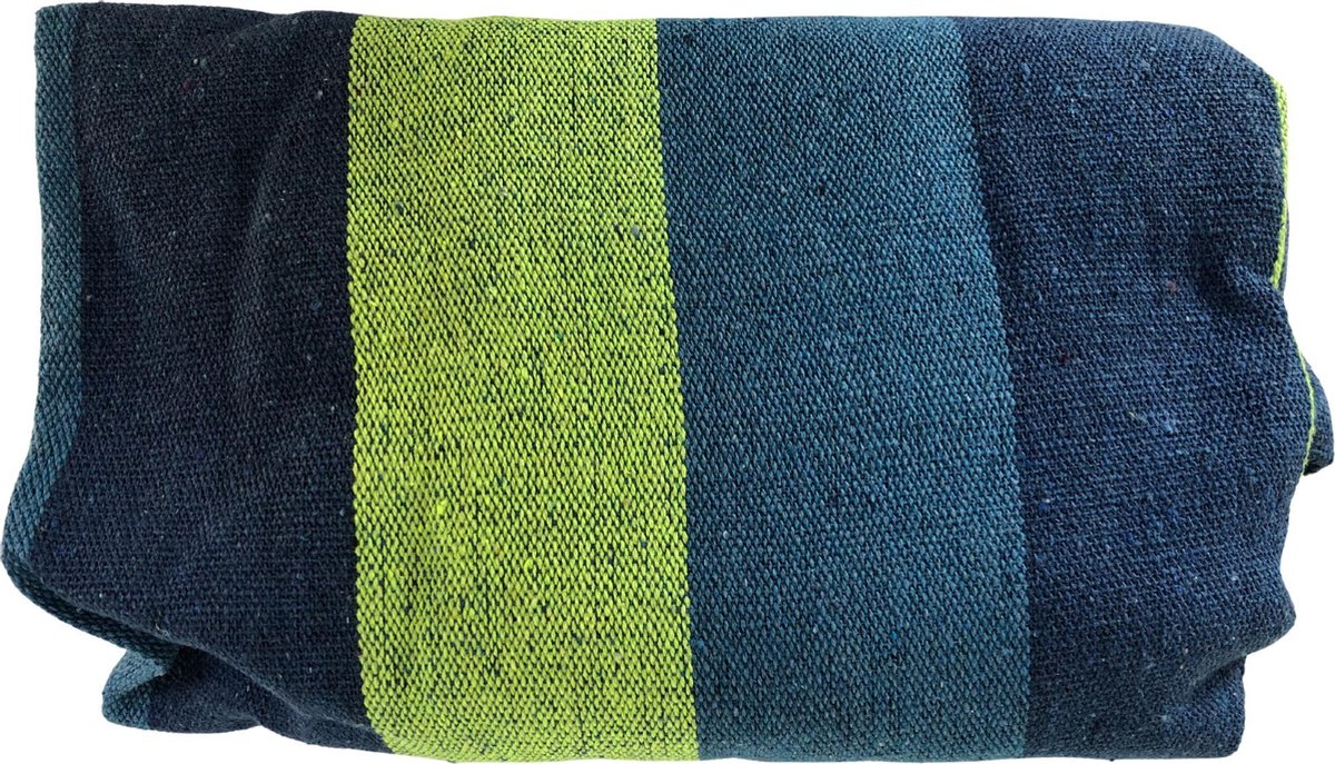 Hangmat 200x100cm streep groot blauw/groen - relaxen - hangen - chillen - cadeau