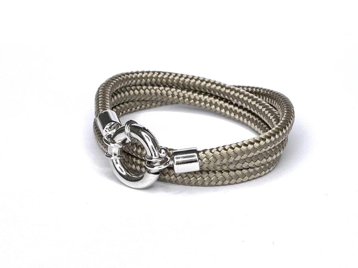 Jolla - dames wikkelarmband - zilver - touw - Classic Rope - Taupe