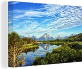 Canvas Schilderij Groen landschap in Wyoming - 90x60 cm - Wanddecoratie