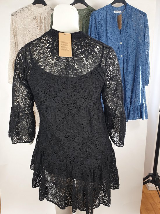uitvinden Idool hetzelfde prachtig zomerse kanten jurk maat 42-44 xl/xxl met spaghetti band hemdjes  zwart | bol.com