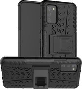 Rugged Kickstand Back Cover - Samsung Galaxy A02s Hoesje - Zwart