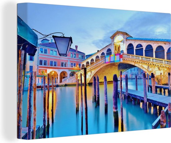 Canvas Schilderijen - De Rialtobrug in Venetië in de schemering - Wanddecoratie