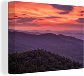 Canvas Schilderij Gekleurde lucht in het Nationaal park Shenandoah - 120x90 cm - Wanddecoratie