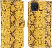 Slangenprint Booktype Samsung Galaxy A12 hoesje - WitGeel