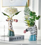 BaykaDecor Premium Zebra Vaasje - Bloemenvaas Benjamin - Zebra die Bellen Blaast - Pronkstuk - Decoratie - Bloempot - Dierenhoofd