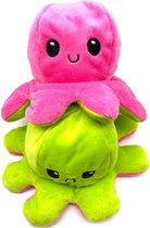 OMKEERBARE - REVERSIBLE OCTOPUS KNUFFEL - MOOD KNUFFEL - EMOTIE KNUFFE - 2 ZIJDIG - TIK TOK - ROZE - GROEN