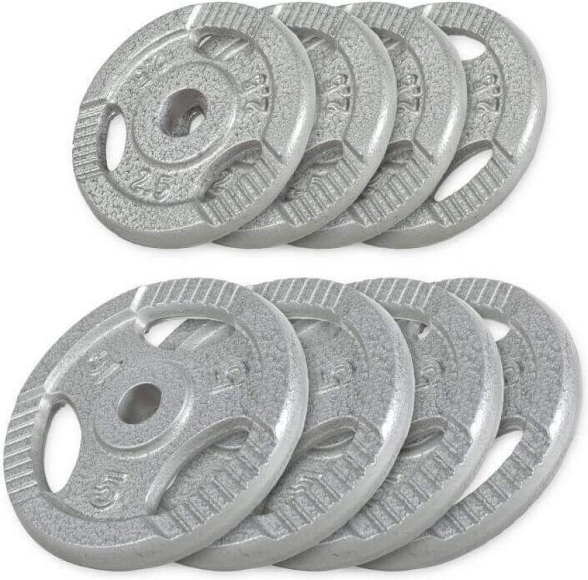 Gorilla Sports Gewichten - Set 30 kg - Gripper Gietijzer - 30 mm - 4x5 + 4x2,5 kg