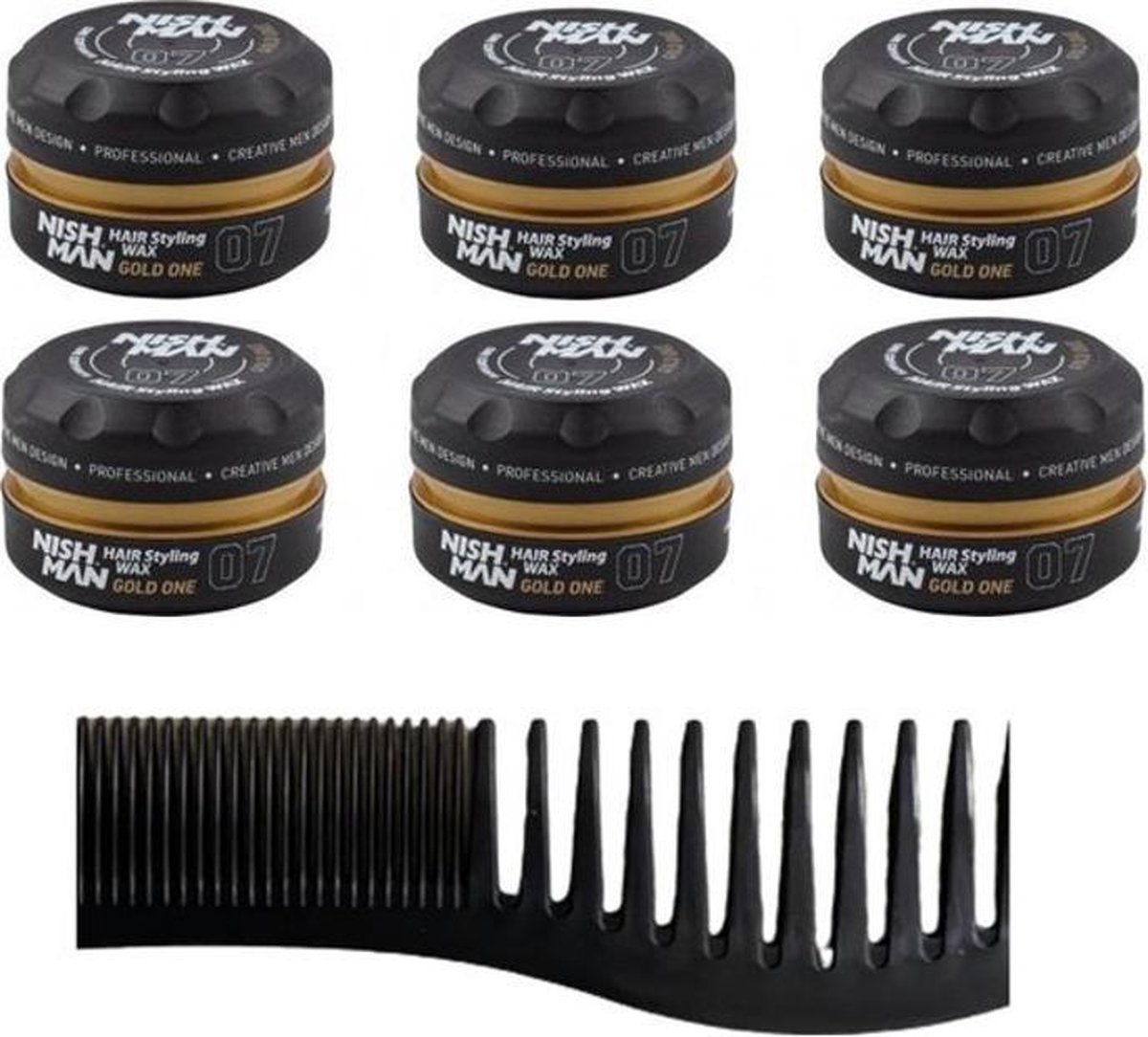 NISHMAN STYLING SPIDER WAX S1 BLACK 6 STUKS+ Styling Comb