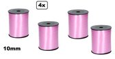 4x Krullint licht roze 10mmx250meter| merk Cotton blue |krullint | decoratie| thema feest| versiering