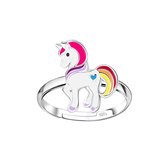 Joy|S - Zilveren Pony ring verstelbaar - unicorn / eenhoorn ring