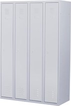 Lockerkast metaal met slot | Stalen lockerkast | Locker 4 deurs 4 delig | Grijs| 180x120x50 cm | LKP-1004