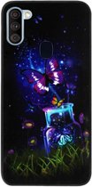 ADEL Siliconen Back Cover Softcase Hoesje Geschikt voor Samsung Galaxy A11/ M11 - Vlinder Paars