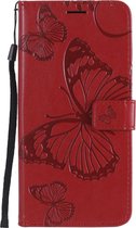 Oppo Reno 4 Pro 5G Hoesje - Mobigear - Butterfly Serie - Kunstlederen Bookcase - Rood - Hoesje Geschikt Voor Oppo Reno 4 Pro 5G
