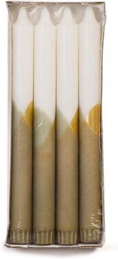 Rustik Lys - Dinerkaars - Cross Dip Kaars - Eucalyptus - set 4 kaarsen -