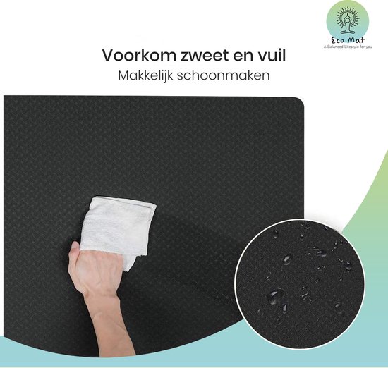 Yoga Mat - Inclusief Draagriem - Anti Slip - Extra Dik (6 mm) - 183 x 61 x 0,6 cm - Zwart/Groen - Diverse kleuren - Eco Mat