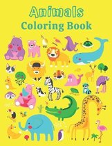 Animals Coloring Book: A Coloring Book Featuring 50 Cute and Lovable Animals from Forests, Jungles, Oceans, and Farms for Kids Age 2-4, 4-8,