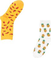 Binkie Socks Box | 2 paar Dames Sokken |Pepertjes en Ananas Sokken | Maat 39-42