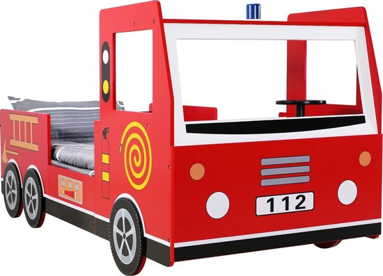 Kinderbed Brandweerauto 200 x 90 cm Autobed Brandweer Stoer
